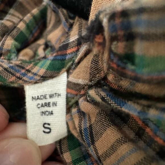Doen Palmera Top Long Sleeve in Promenade Plaid Cotton Size Small - Picture 11 of 12